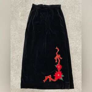 Vintage 100% Cotton Velvet Christmas Wrap Skirt